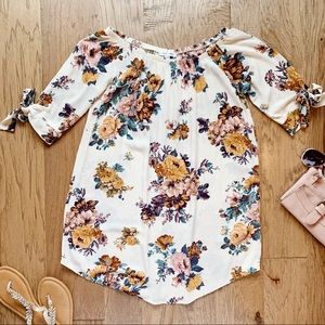Floral off the shoulder babydoll dress